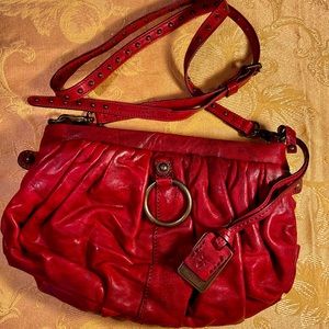 Frye Red Leather Crossbody Satchel Purse